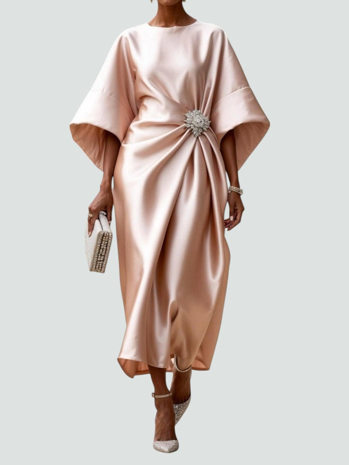 Katherine | Womens Draped Batwing Sleeve Midi Dress