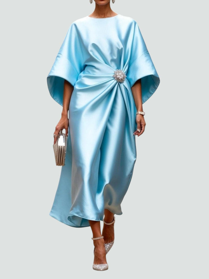 Katherine | Womens Draped Batwing Sleeve Midi Dress