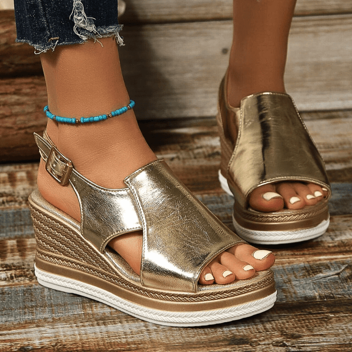 Beatrice | Womens Metallic Platform Comfort Sandals