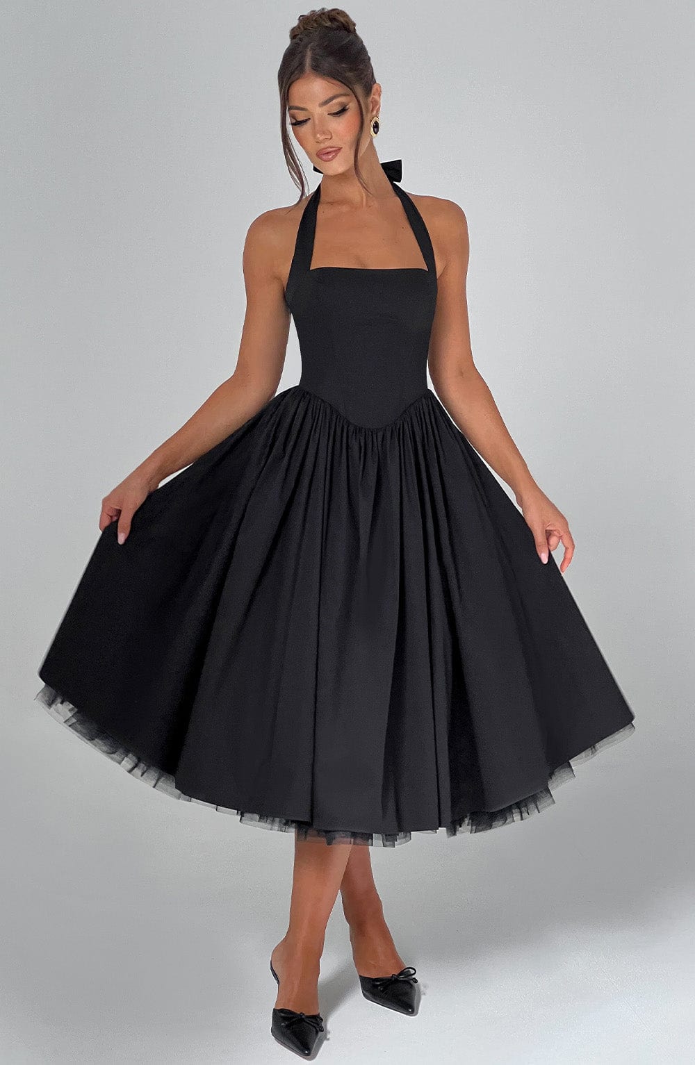 Hannah | Women Wedding Guest Halter Midi Dress