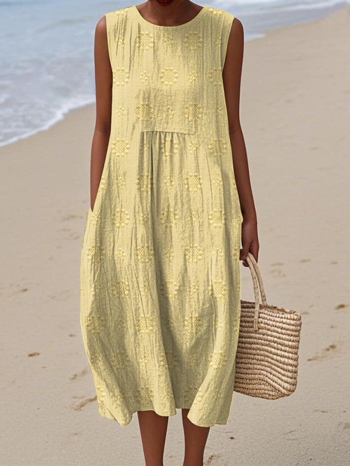 Natalie | Women Sleeveless Textured Pocket Midi Dress