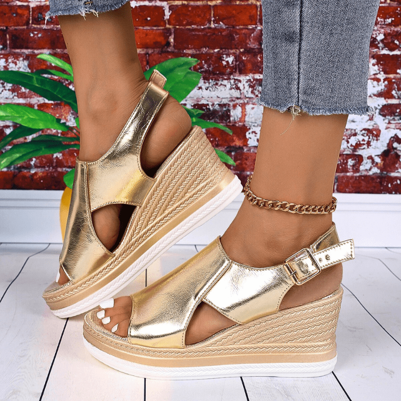 Beatrice | Womens Metallic Platform Comfort Sandals