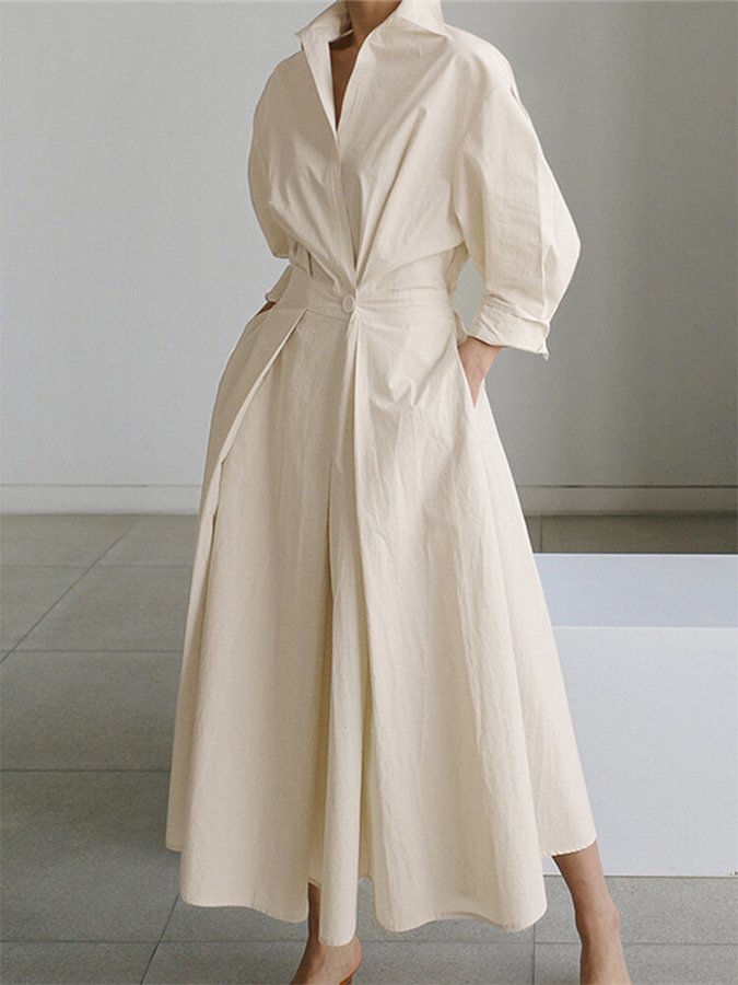 Audrey | Women Summer Button Shirt Midi Dress with Buttons
