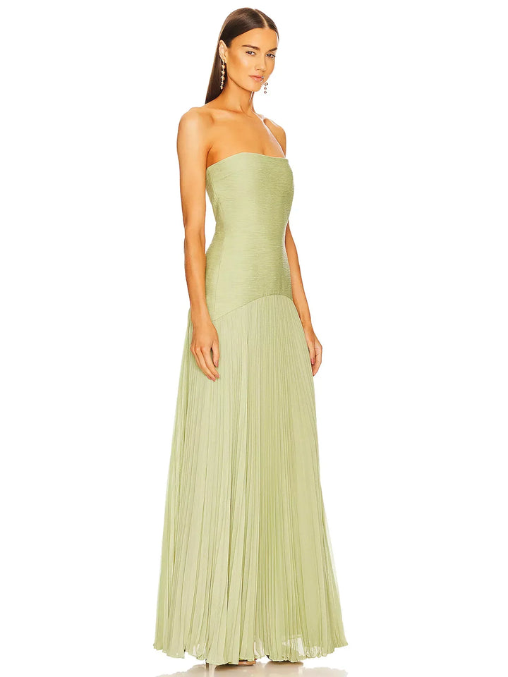 Abigail | Women's Strapless Pleated Maxi Wedding Guest Dress