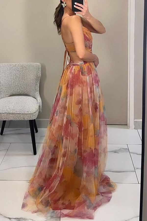 Lily | Women’s Printed Spaghetti Strap Maxi Dress