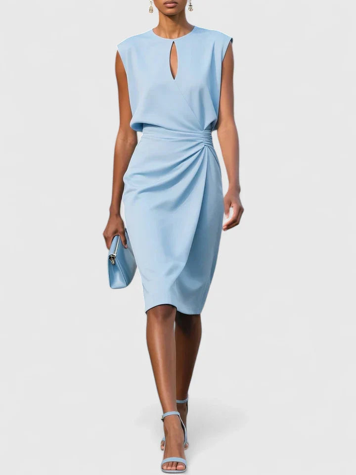 Isabella | Womens Sleeveless Ruched Midi Dress
