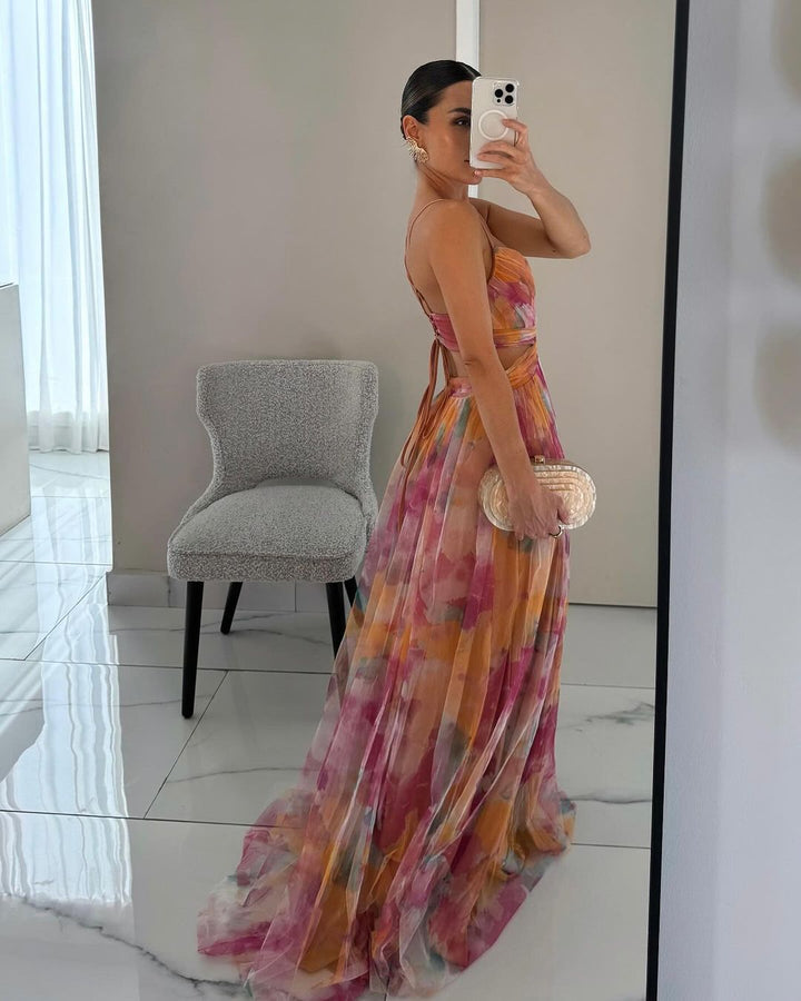 Lily | Women’s Printed Spaghetti Strap Maxi Dress