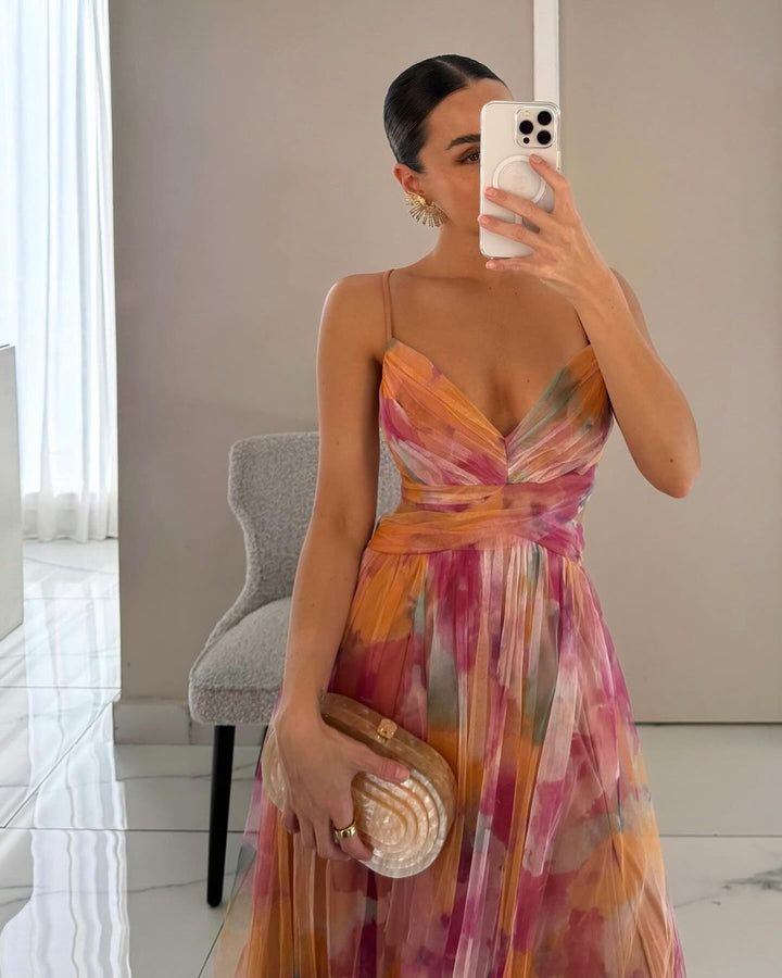 Lily | Women’s Printed Spaghetti Strap Maxi Dress