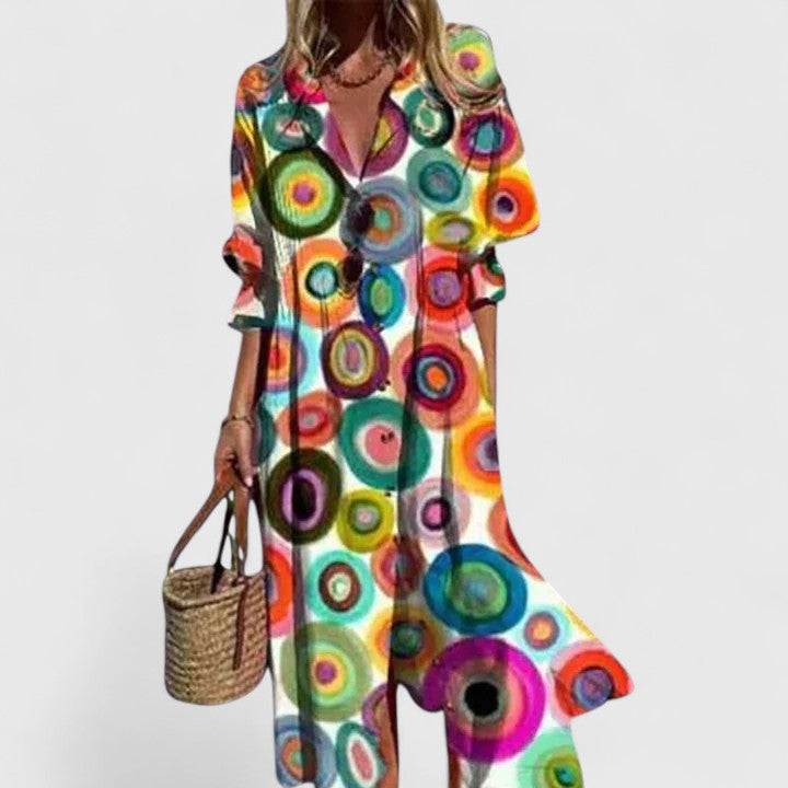 Caroline | Women’s Floral Button Front Midi Dress