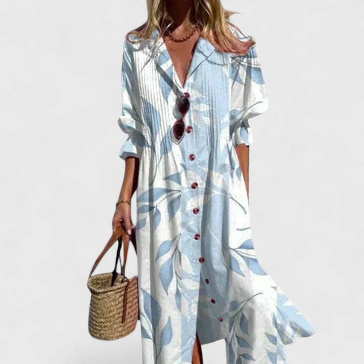 Caroline | Women’s Floral Button Front Midi Dress