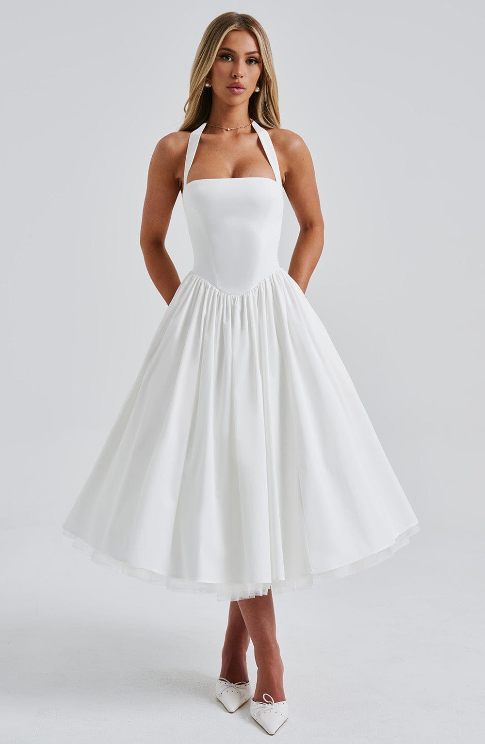 Hannah | Women Wedding Guest Halter Midi Dress
