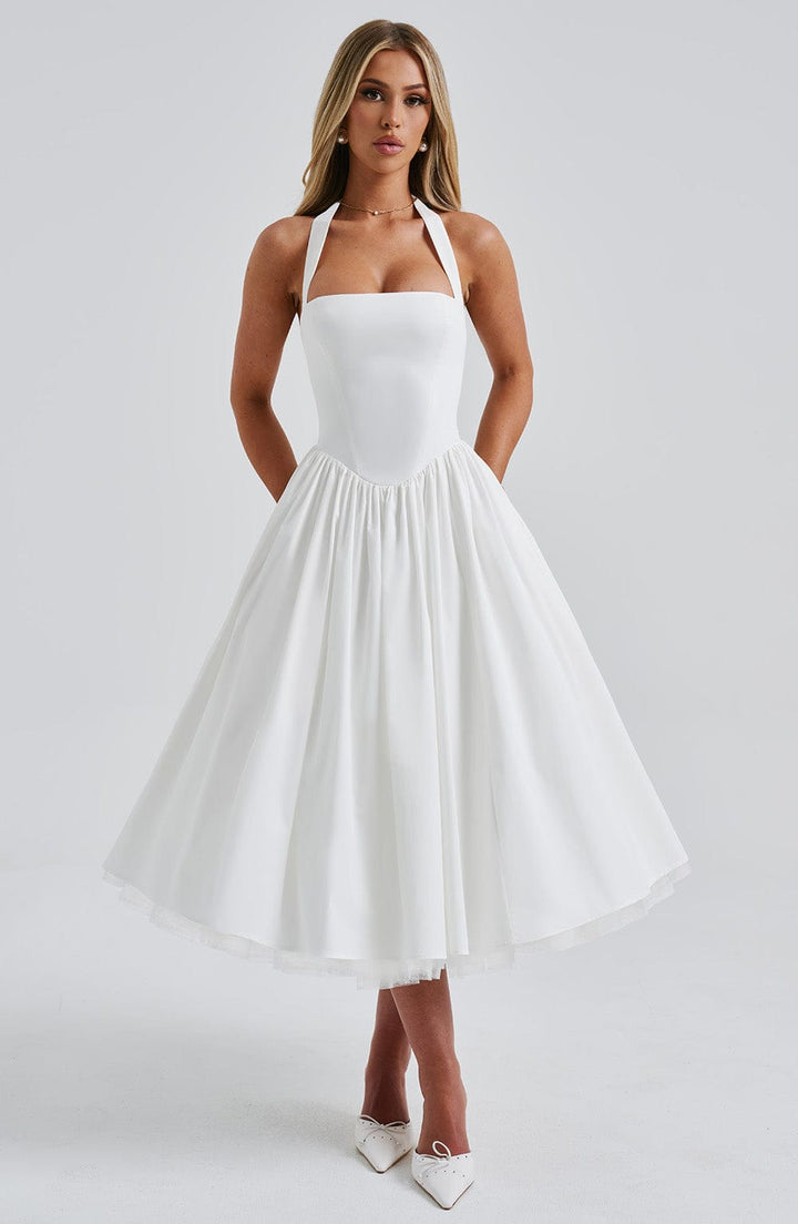 Hannah | Women Wedding Guest Halter Midi Dress