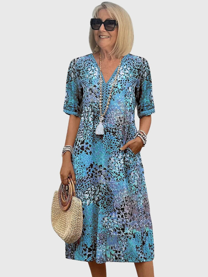 Joanna | Womens Printed V Neck Midi Dress
