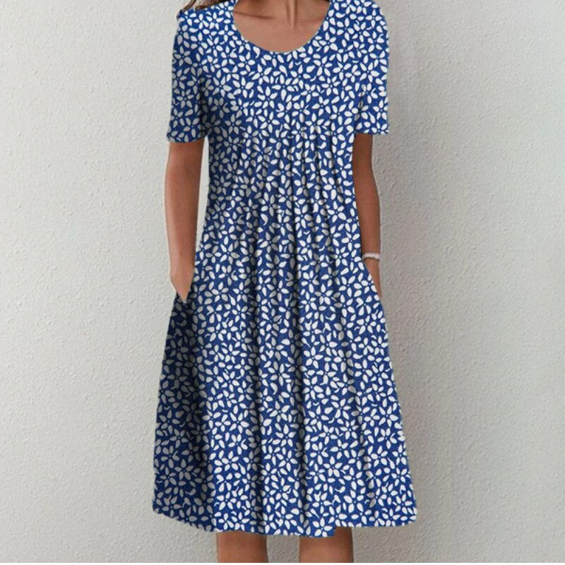 Amelia | Women’s Floral Short Sleeve Midi Dress