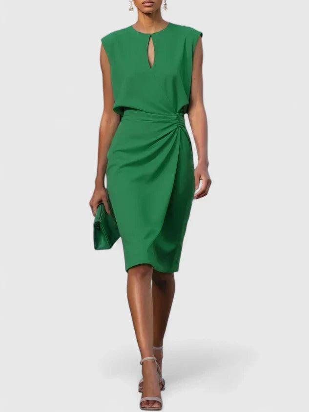 Isabella | Womens Sleeveless Ruched Midi Dress