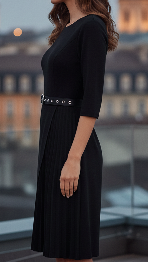 Audrey | Women Spring Belted Pleated Midi Dress