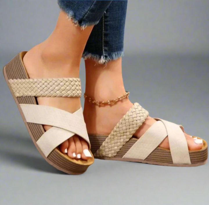 Alice | Women Braided Cross Strap Wedge Sandals