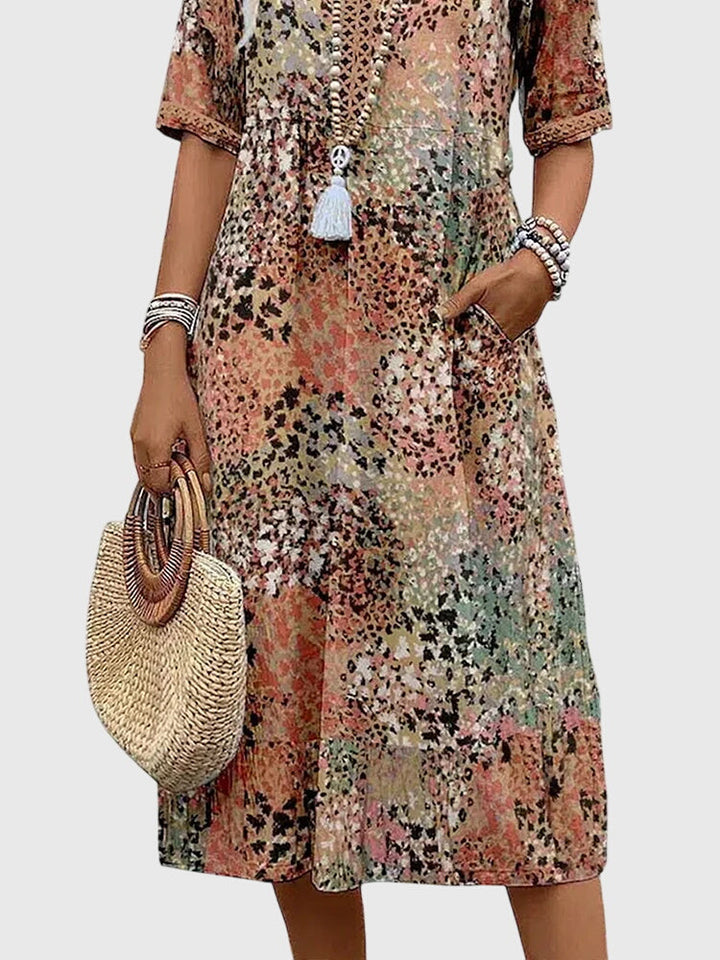 Joanna | Womens Printed V Neck Midi Dress