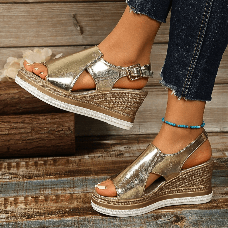 Beatrice | Womens Metallic Platform Comfort Sandals