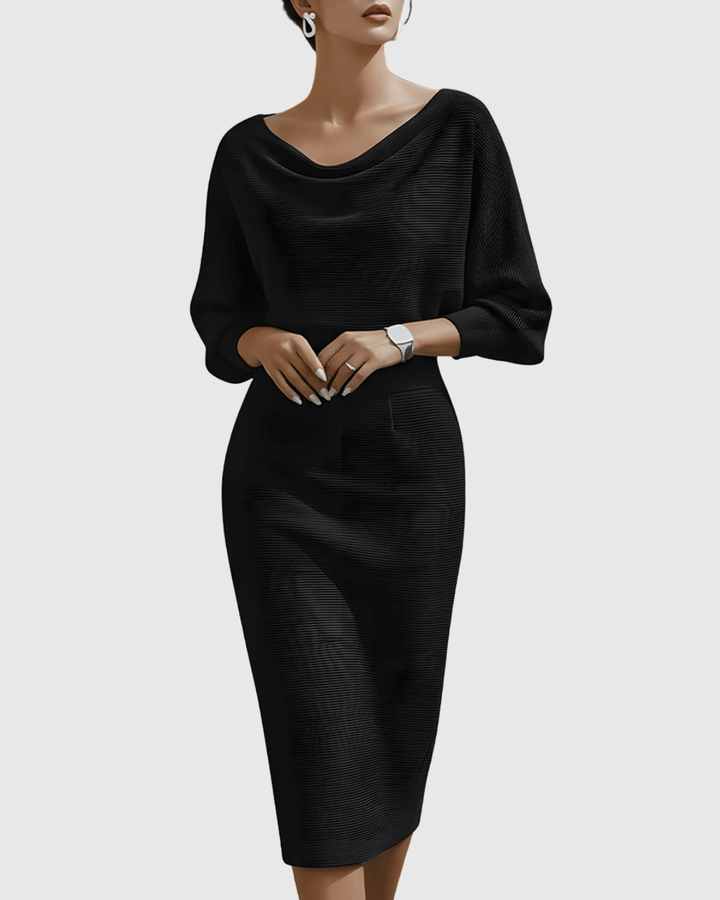 Audrey | Womens Elegant Draped Knit Midi Dress