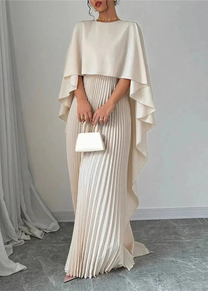 Alice  | Women’s Pleated Cape Overlay Maxi Dress