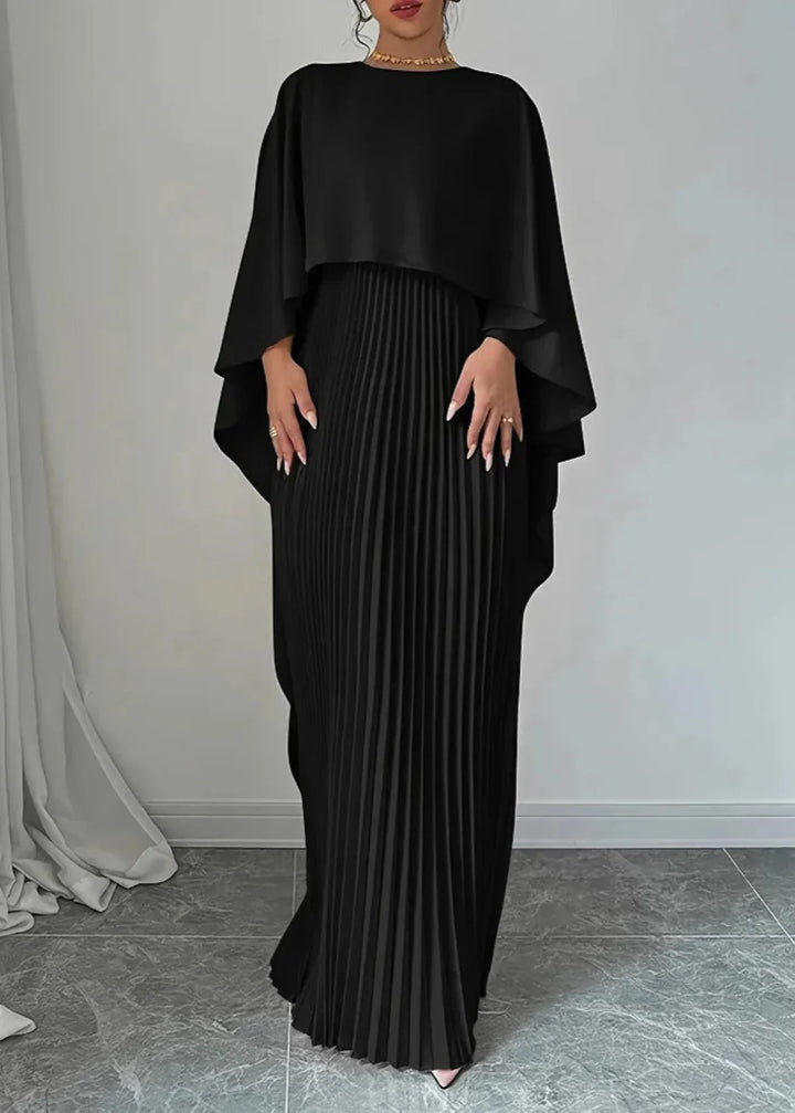 Alice  | Women’s Pleated Cape Overlay Maxi Dress
