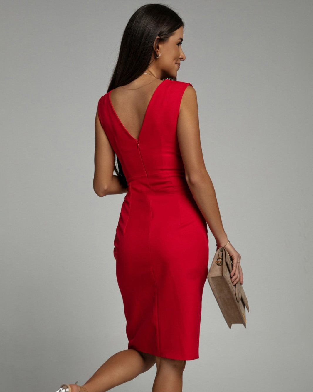 Caroline | Women’s Summer V Neck Slit Midi Dress