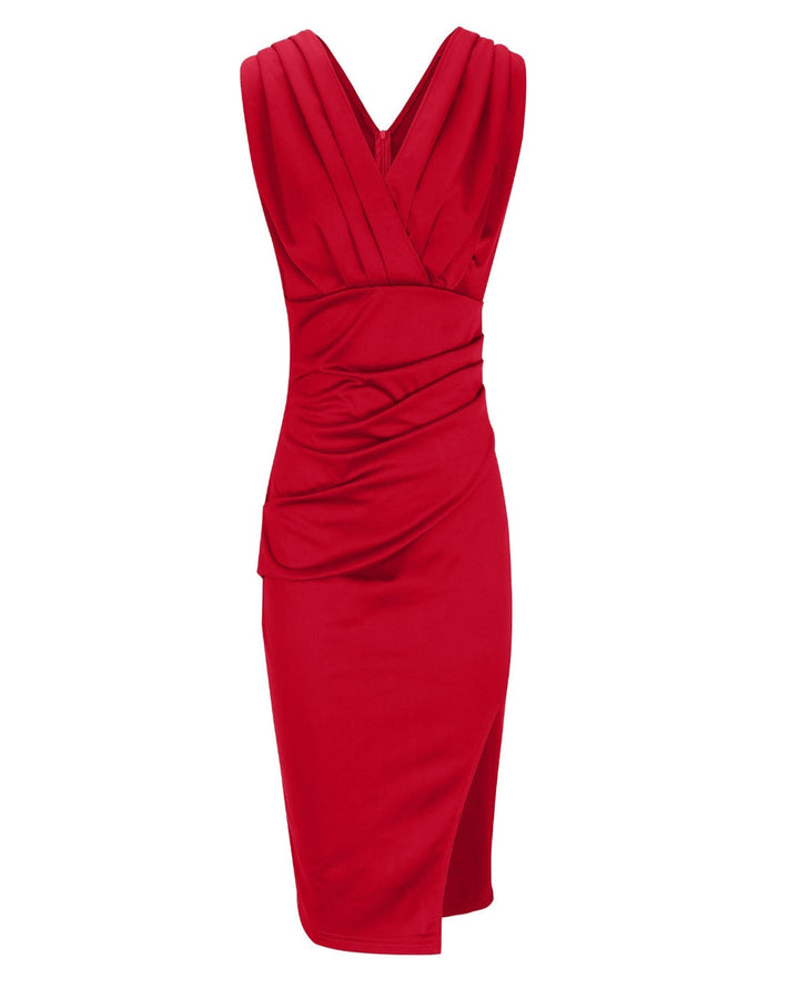 Caroline | Women’s Summer V Neck Slit Midi Dress