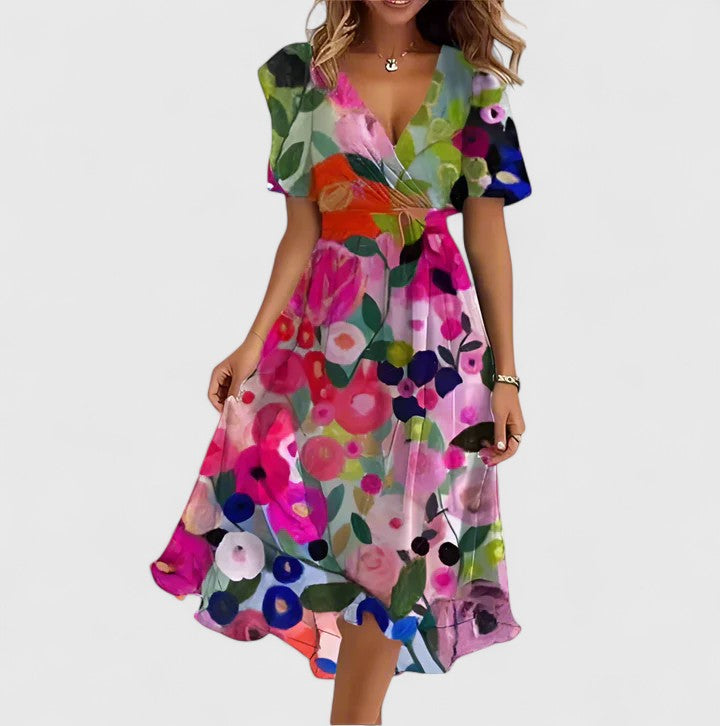 Penelope | Womens Floral V Neck Midi Dress