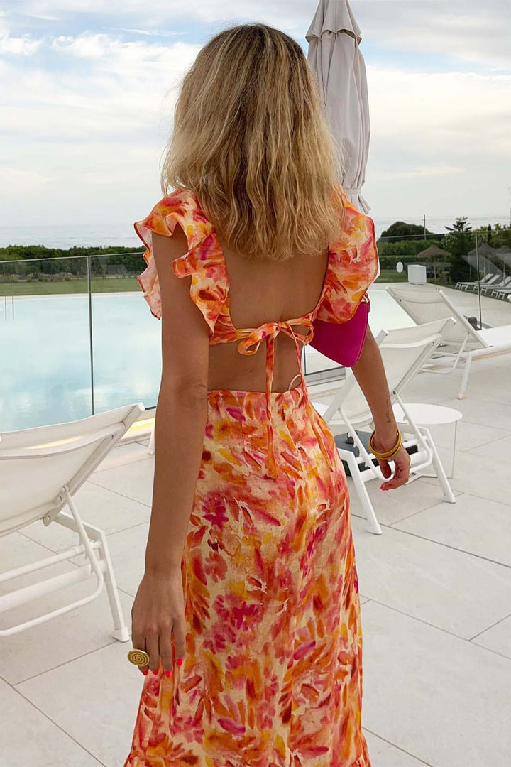 Caroline | Women Summer Sleeveless Maxi Dress with Ruffle Straps
