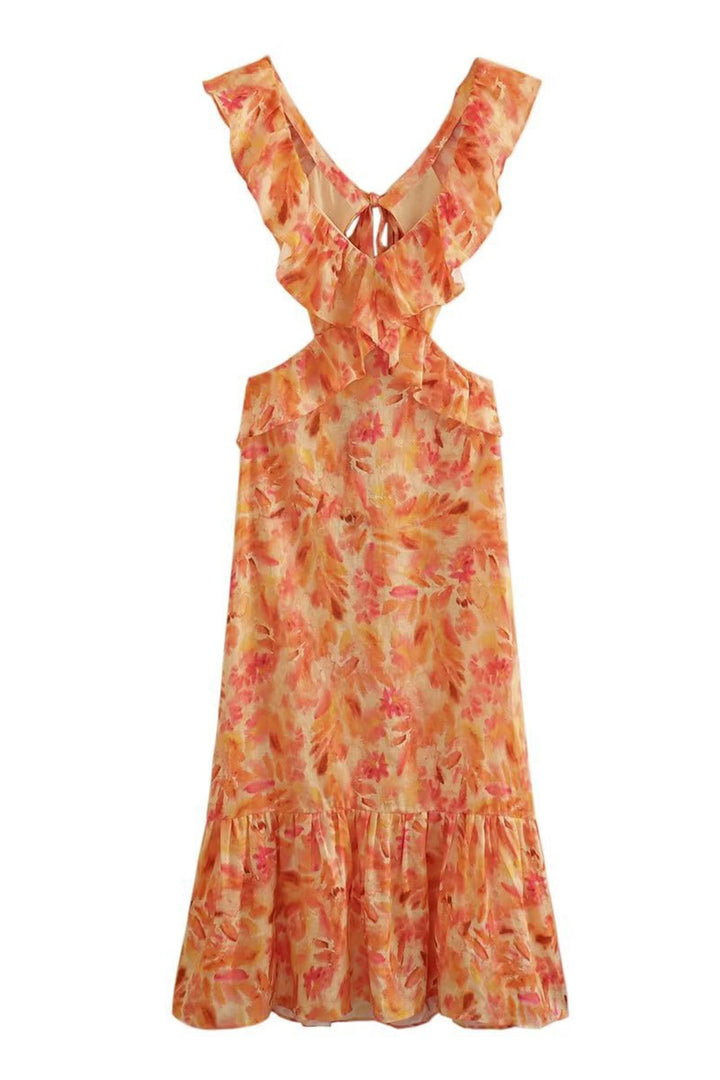 Caroline | Women Summer Sleeveless Maxi Dress with Ruffle Straps