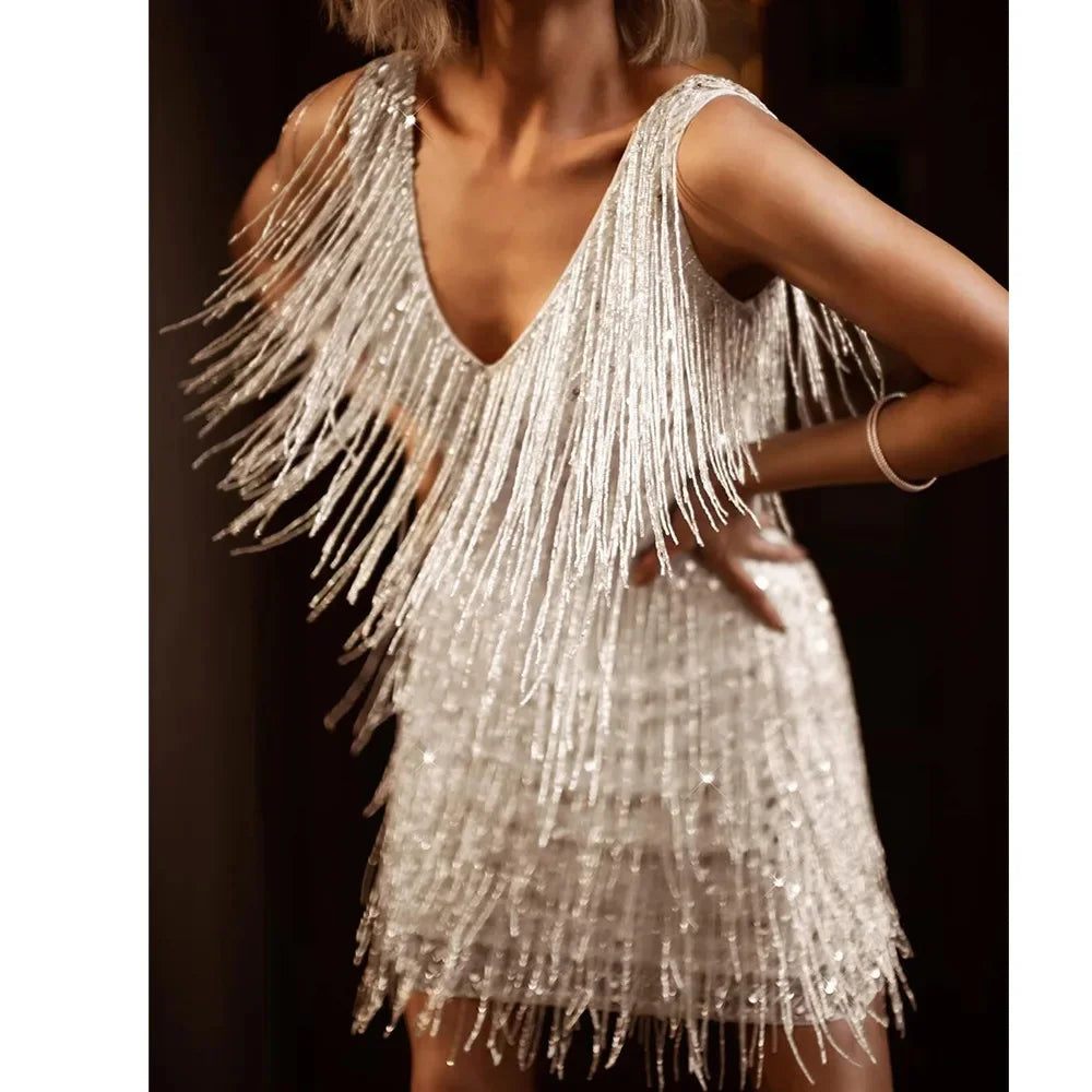 Zoe | Women Summer Wedding Guest Fringe Mini Dress