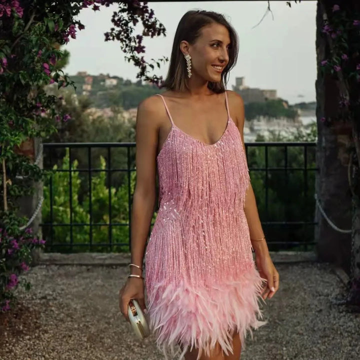 Beatrice | Women Wedding Guest Fringe Mini Dress