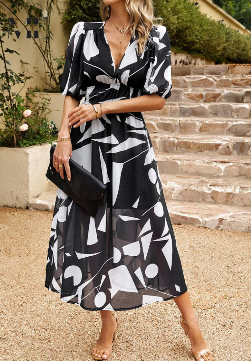 Paige | Women Colorful Floral V Neck Midi Dress
