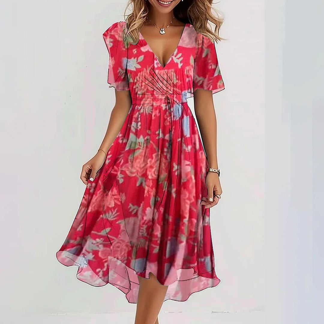 Brooklyn | Women’s Printed V-Neck Midi Dress