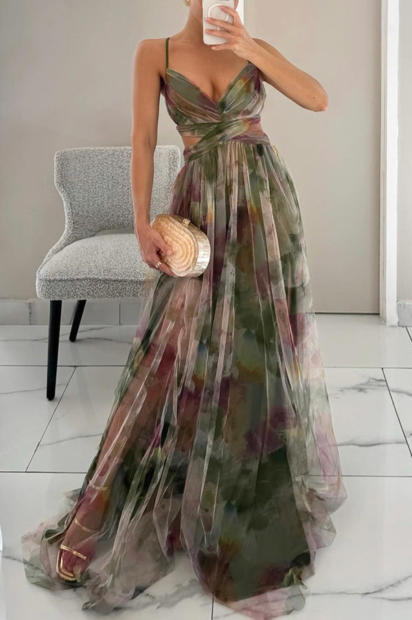 Lily | Women’s Printed Spaghetti Strap Maxi Dress