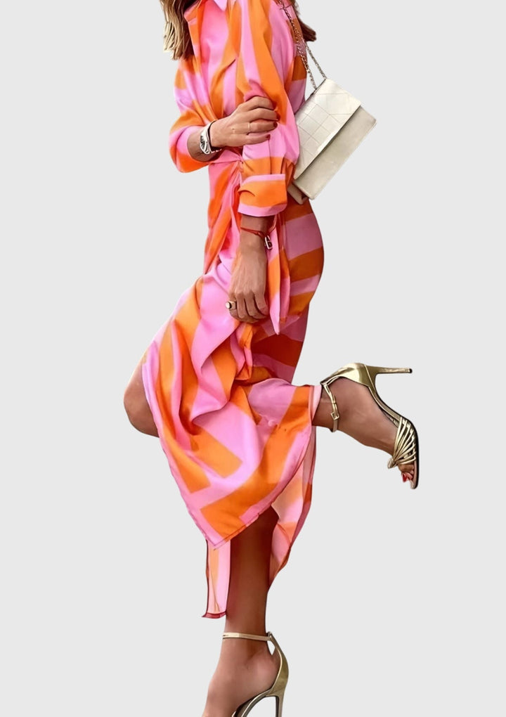 Abigail | Womens Striped Wrap Midi Dress
