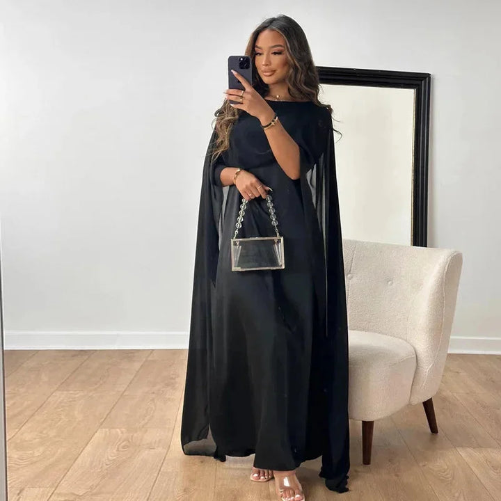 Jacklyn | Women Wedding Guest Cape Maxi Dress