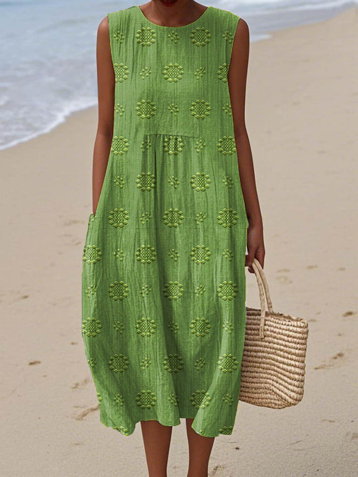 Natalie | Women Sleeveless Textured Pocket Midi Dress