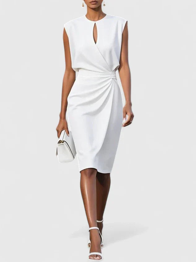 Isabella | Womens Sleeveless Ruched Midi Dress
