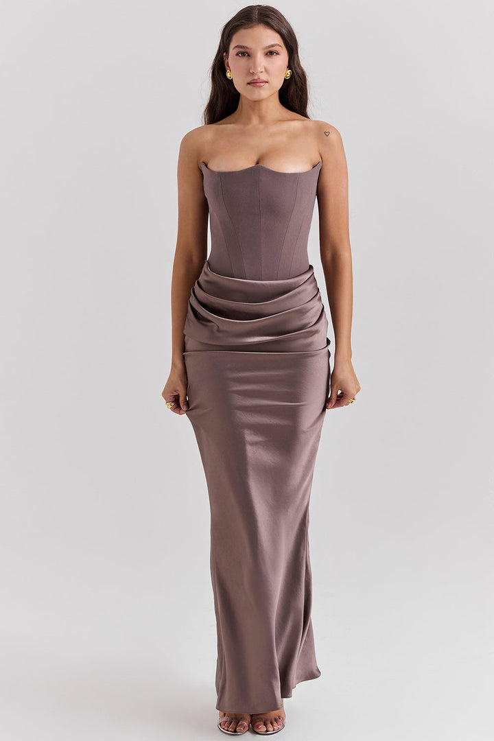 Chloe | Women Wedding Guest Strapless Maxi Dress