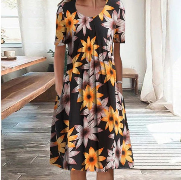 Amelia | Women’s Floral Short Sleeve Midi Dress