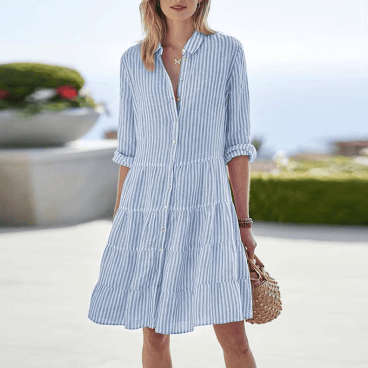 Alyssa | Women's Striped Button Front Midi Dress