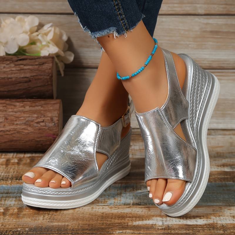 Beatrice | Womens Metallic Platform Comfort Sandals
