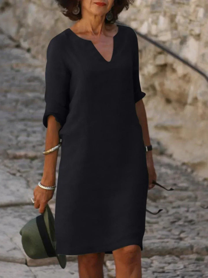 Caroline | Women’s Elegant Notch Neck Midi Dress