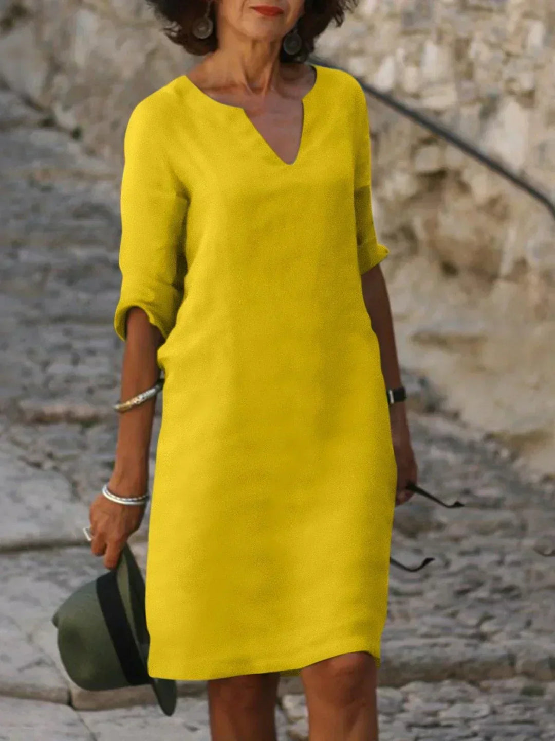 Caroline | Women’s Elegant Notch Neck Midi Dress