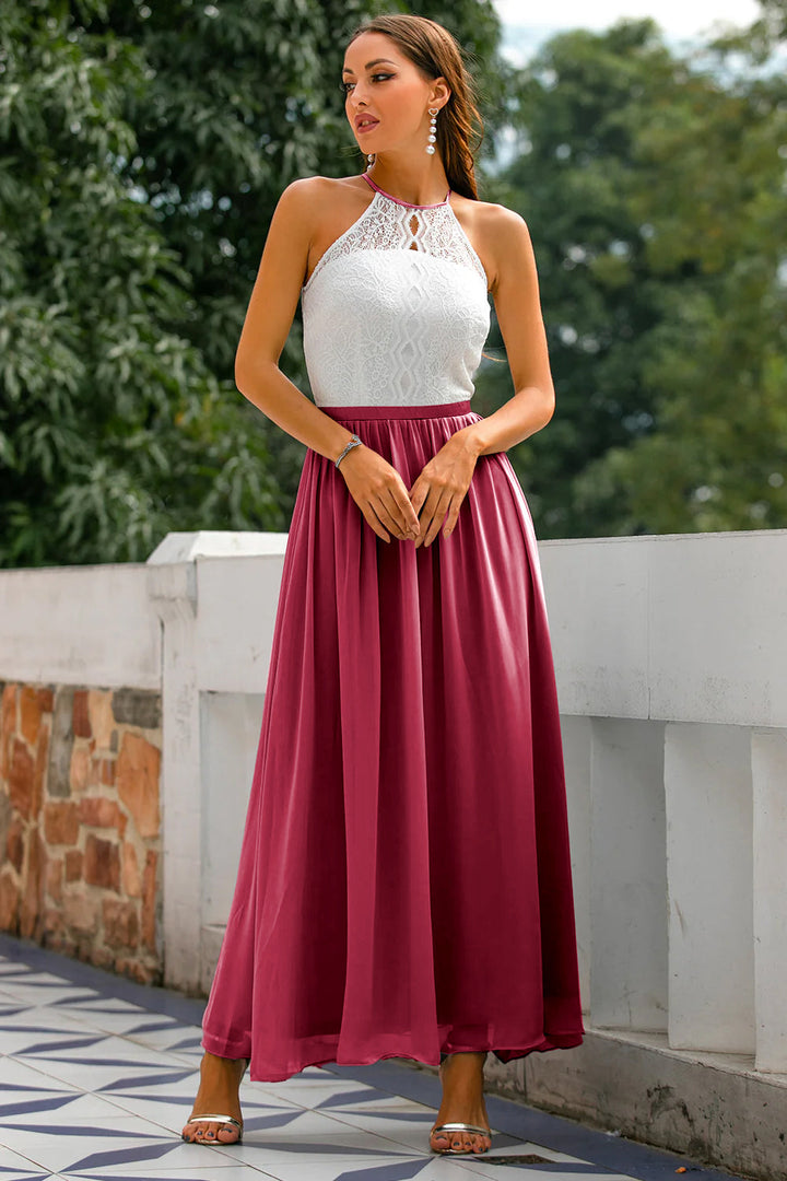 Natalie  Women Wedding Guest Halter Maxi Dress