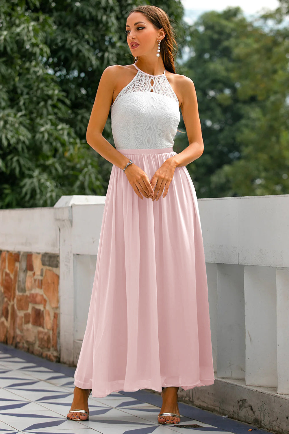 Natalie  Women Wedding Guest Halter Maxi Dress
