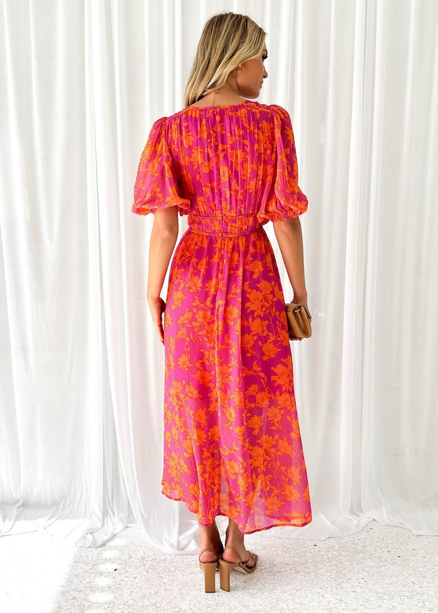 Ella | Women's Floral V Neck Maxi Wedding Guest Dress