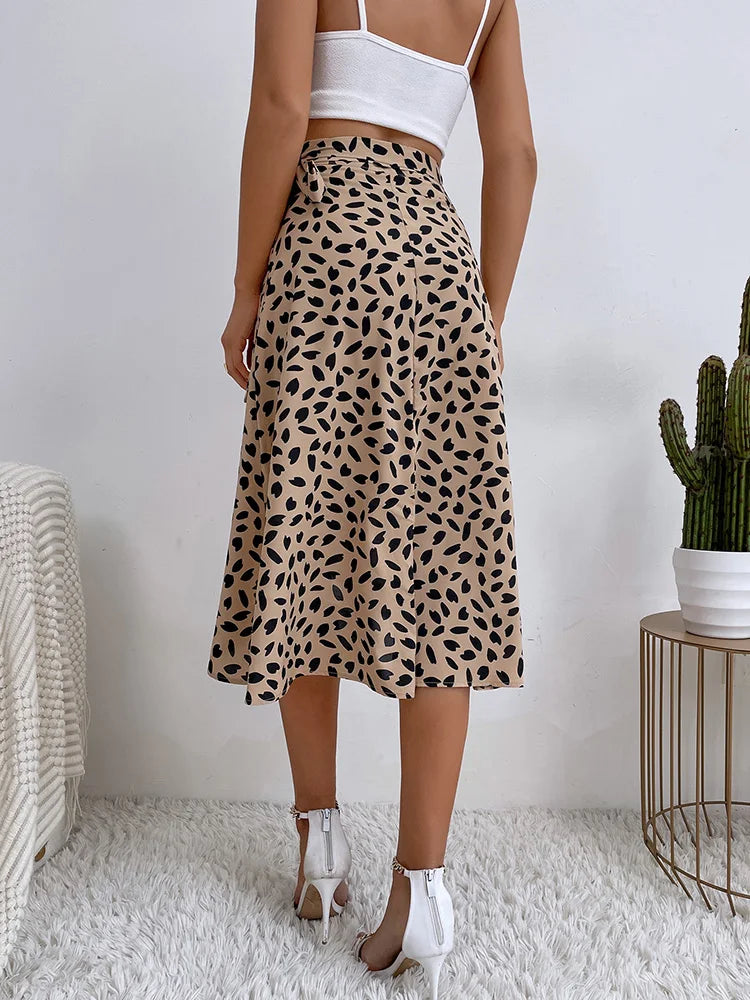 Fiona | Women's Printed Wrap Tie Casual Skirt